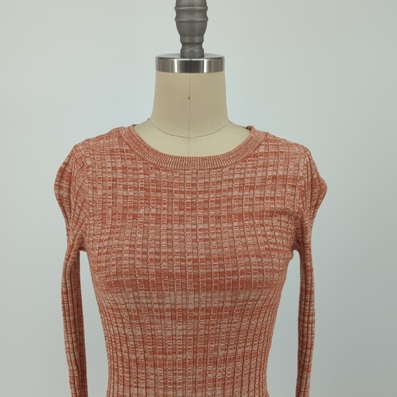MNG Ribbed Knit Midi Sweater Dress Orange XS preppy fall winter minimalist - Picture 3 of 5